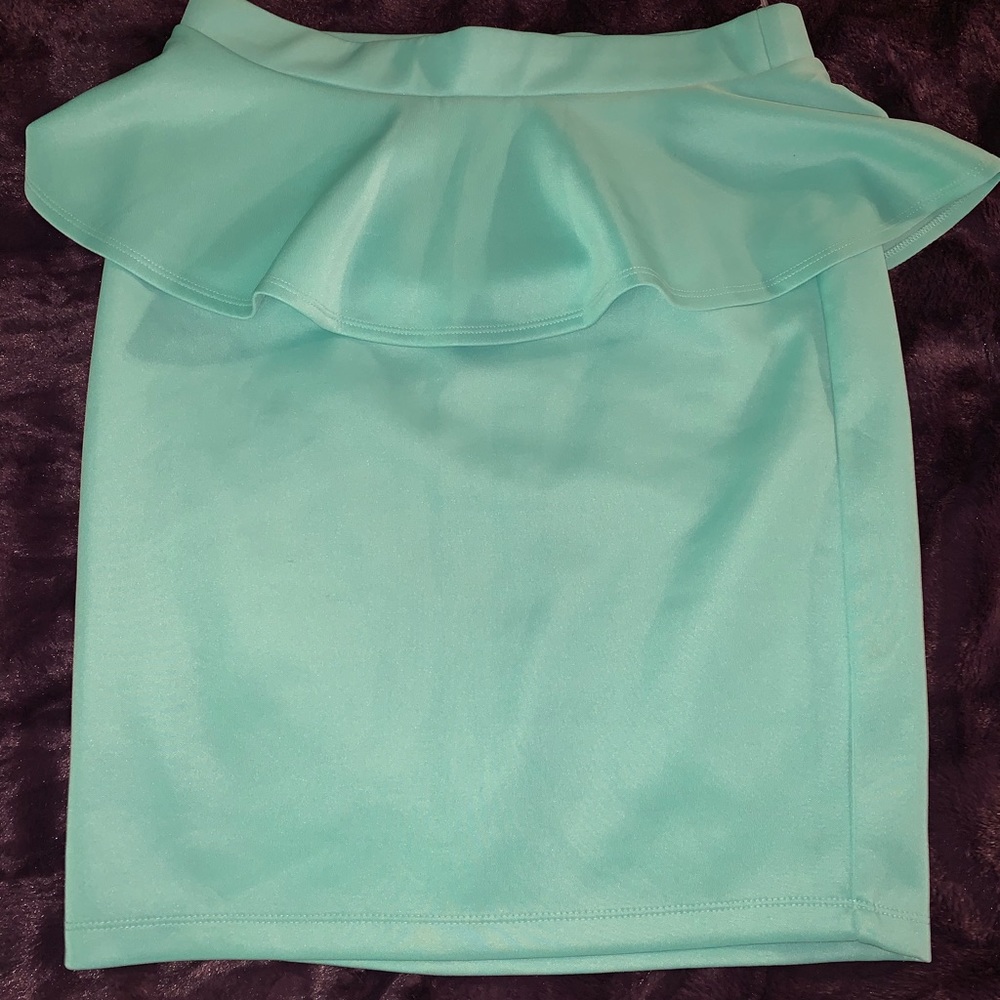 Teal peplum short skirt